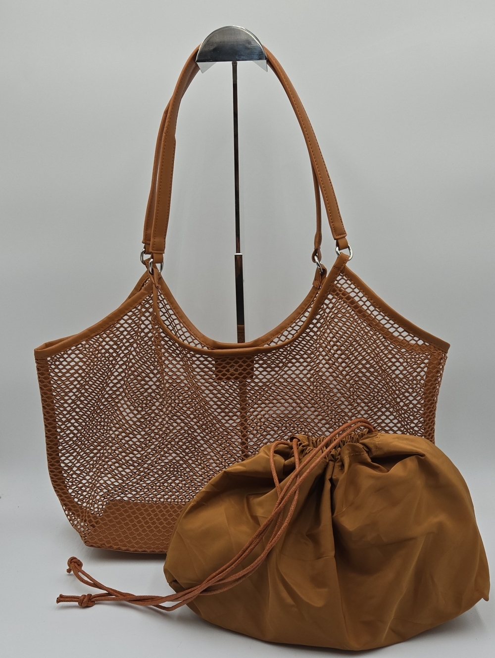 Brown NET HOBO BAG - Picture 6 of 12